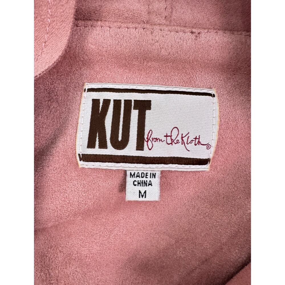 Kut from the Kloth Pink Faux Suede Drape Front Waterfall Jacket Size Medium - Picture 6 of 10